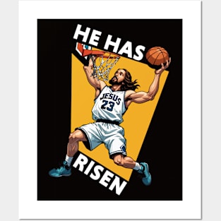 He Has Risen // Funny Dunking Jesus Basketball Player // Christian Humor Posters and Art